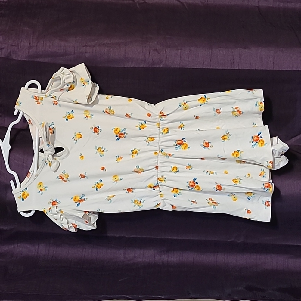Girls white floral cold shoulder romper
